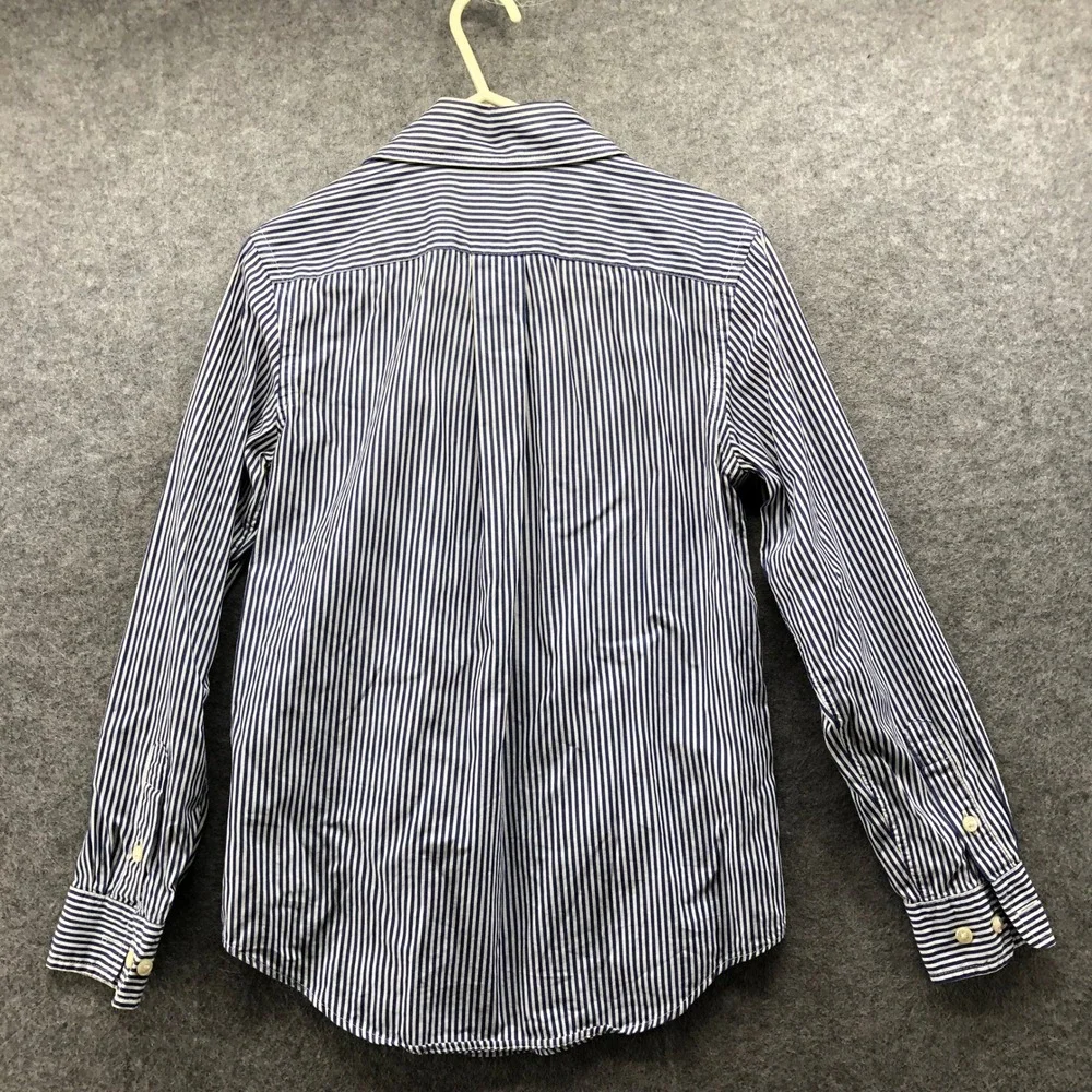 Ralph Lauren Custom Fit Striped Shirt‎ Boys 12 Navy White Long Sleeve Pink Pony